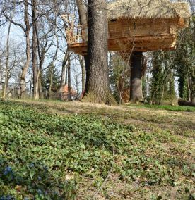 Tree houses synthetic thatch roof