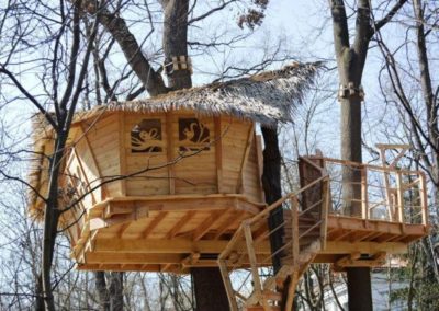 Tree houses synthetic thatch roof